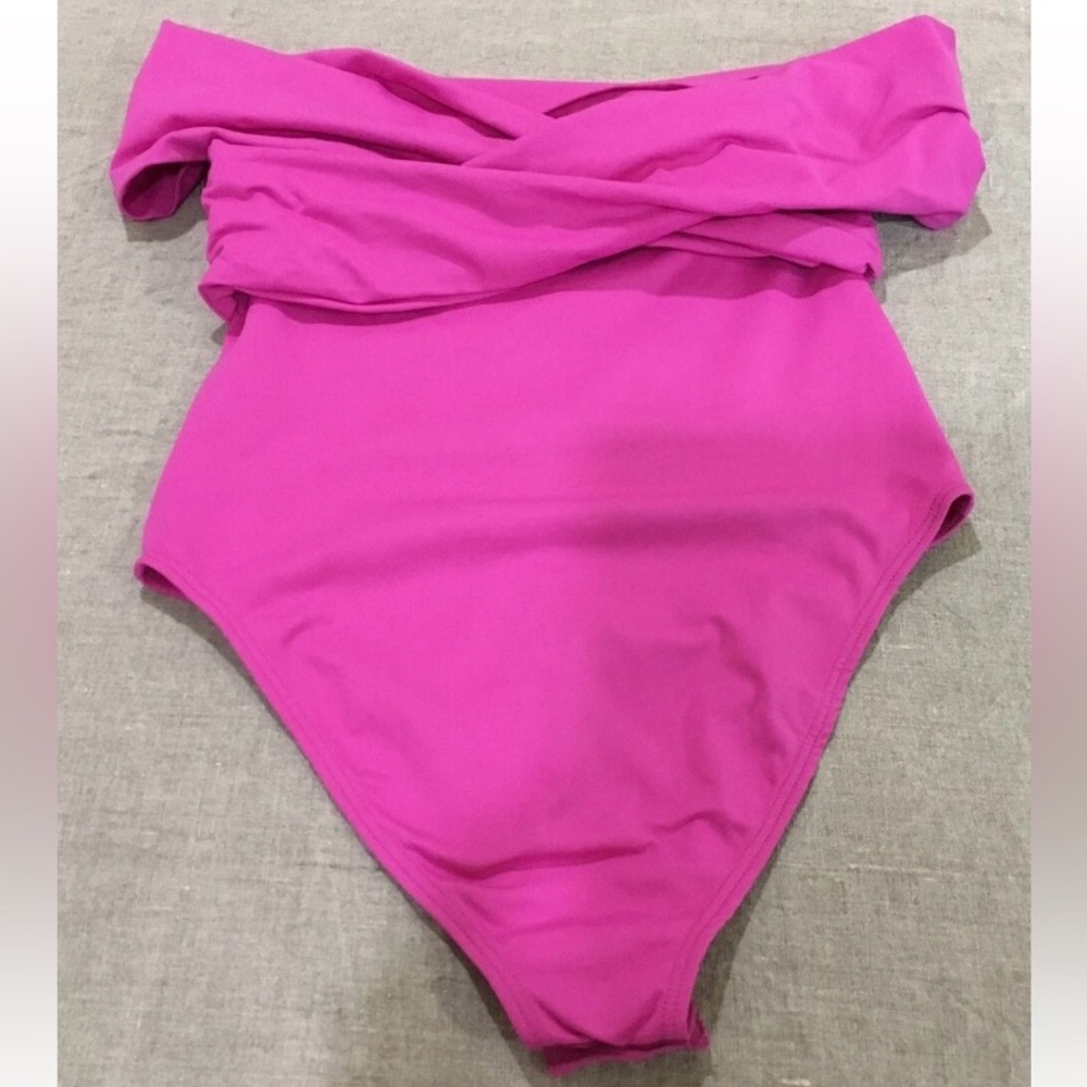 Zara Pink Off Shoulder Ruched Bodysuit NWT Size Large - Picture 6 of 7